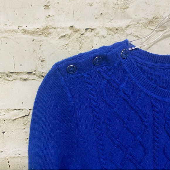 Talbots Royal Blue Lambswool Blend Button Shoulder Sweater - Picture 2 of 5
